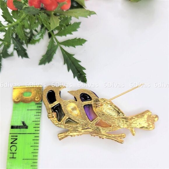 𝅺TWO Birds Brooch Pin - Picture 5 of 7